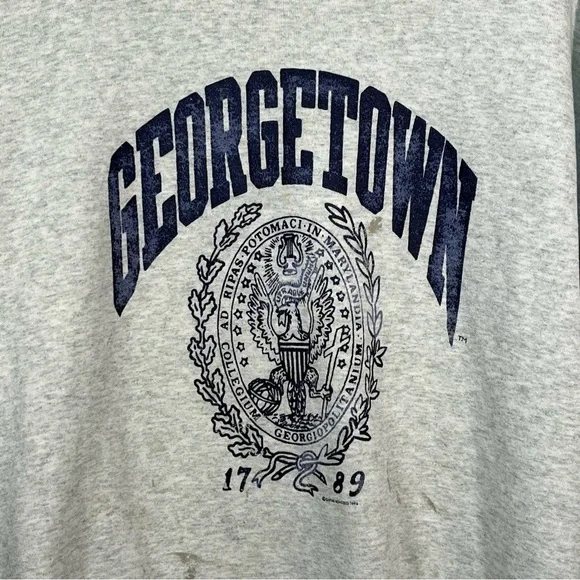 Vintage Georgetown University Hoyas Sweatshirt Men’s Size XL Gray 90s Flaws - Picture 3 of 12